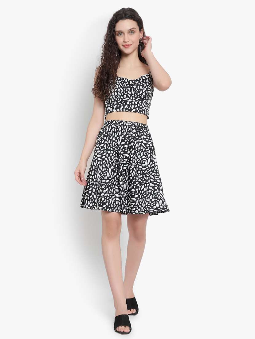 cami neck printed top and skirt set