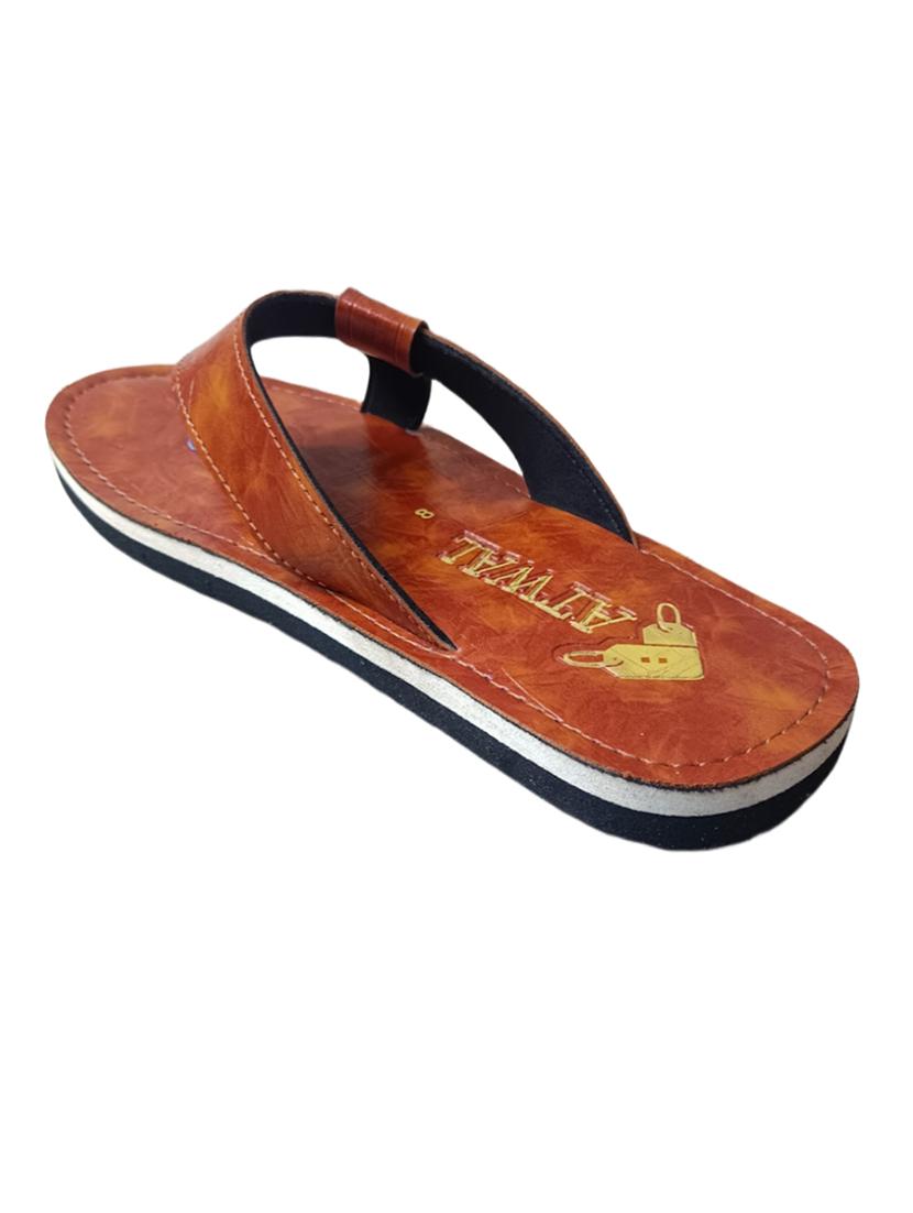 brown leather slip on flip flops - 20013625 - Standard Image - 2