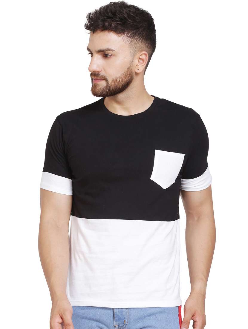 color block pocket tees t-shirt - 20014385 - Zoom Image - 0
