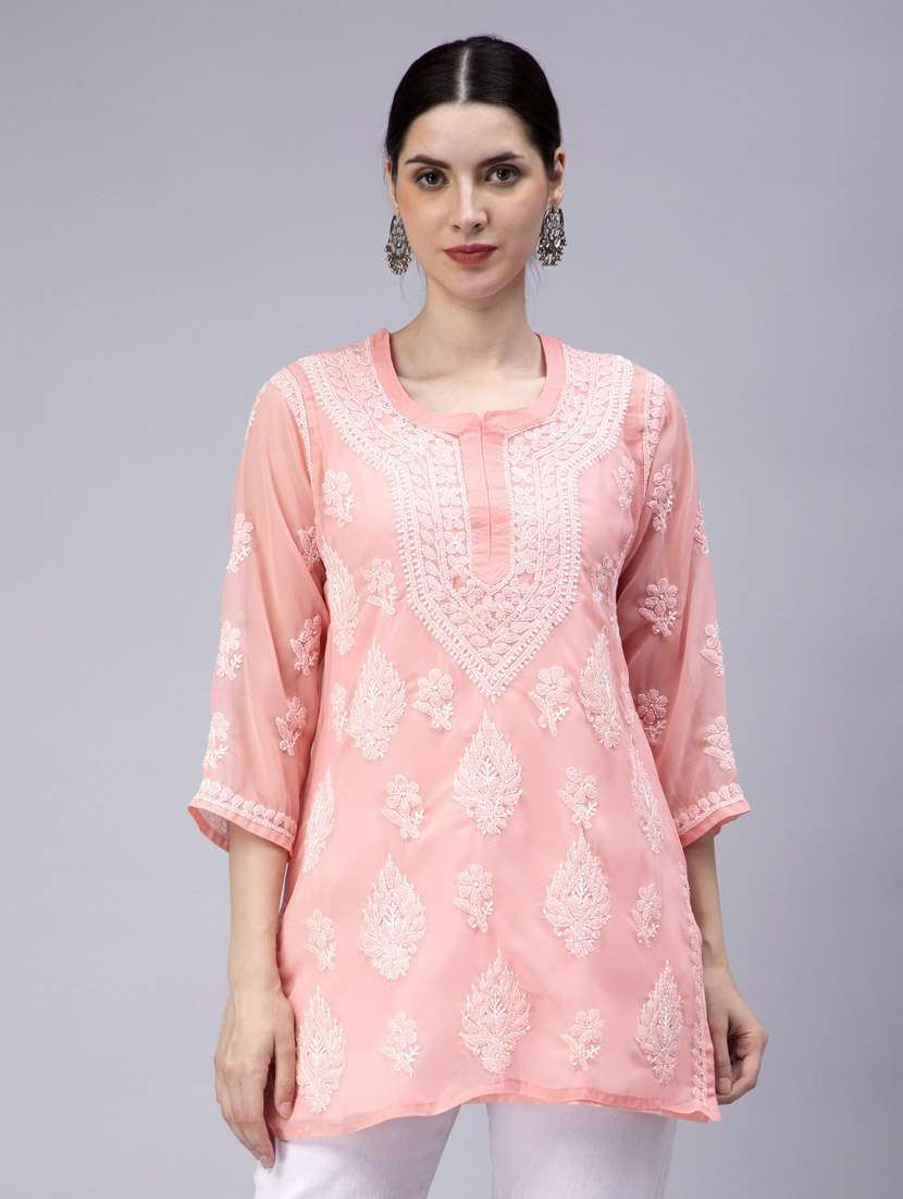 chikankari georgette short kurti