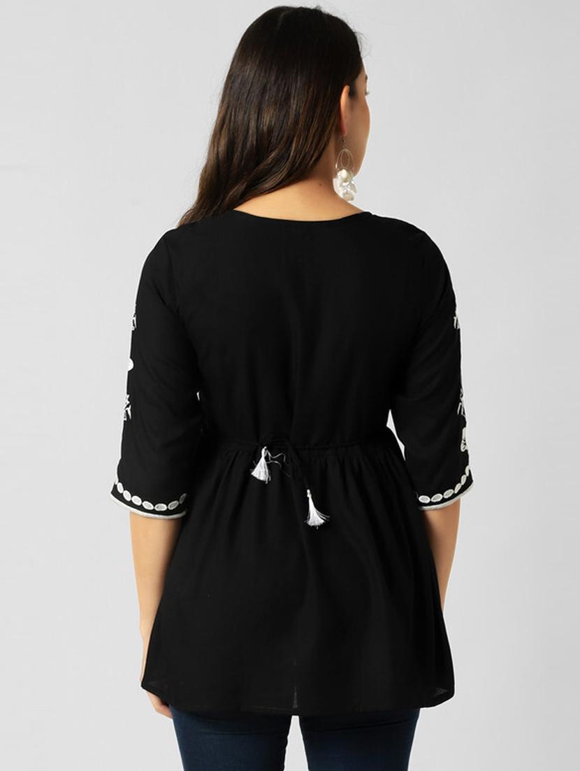 black viscose regular top - 20015383 - Standard Image - 2