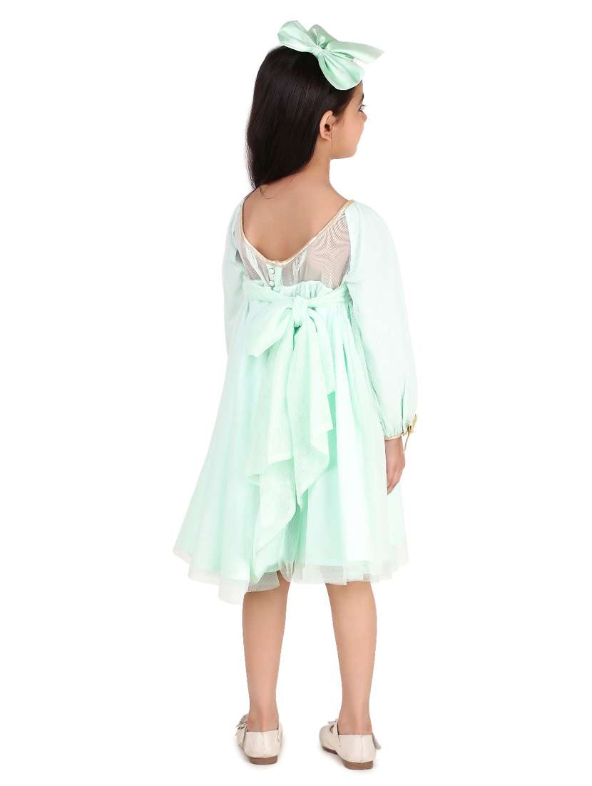 girls round neck long sleeves frock - 20016468 -  Standard Image - 2
