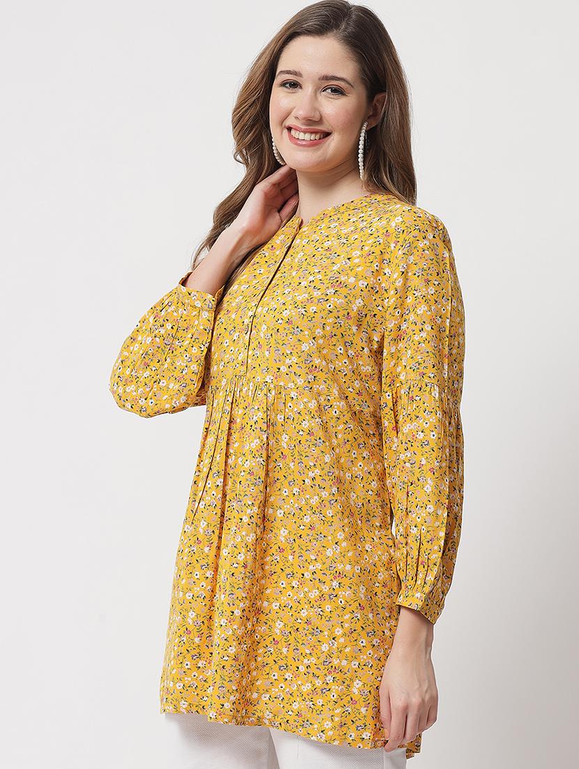 mandarin neck a-line kurti - 20016884 - Standard Image - 2