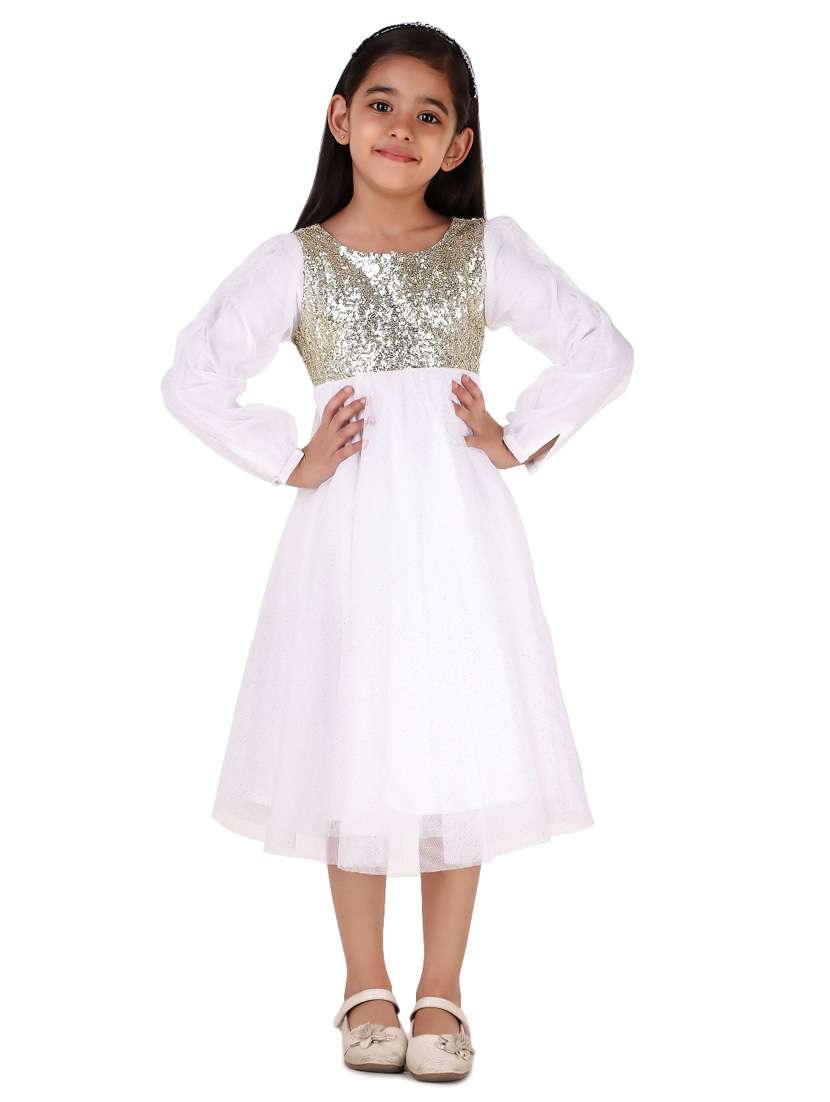girls round neck long sleeves frock - 20017420 - Zoom Image - 0