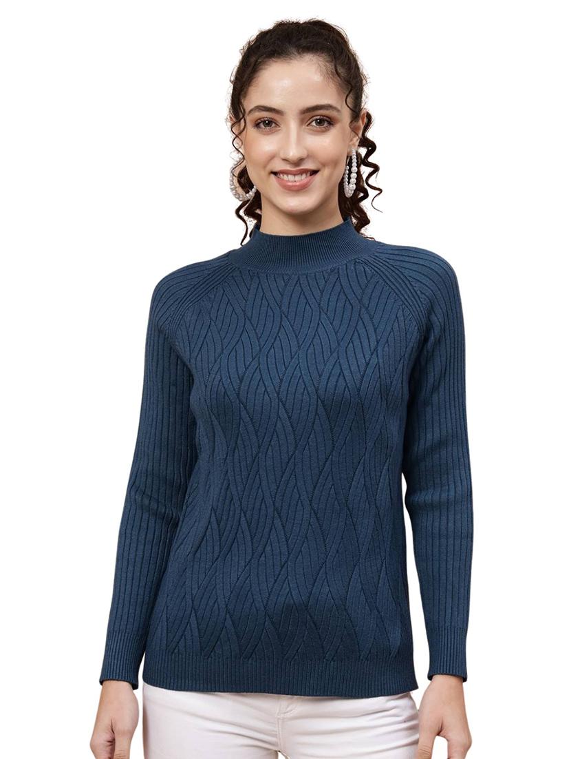 high neck self design regular pullover - 20017528 - Standard Image - 2