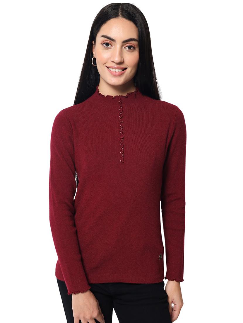 high neck solid regular pullover - 20017531 - Standard Image - 2