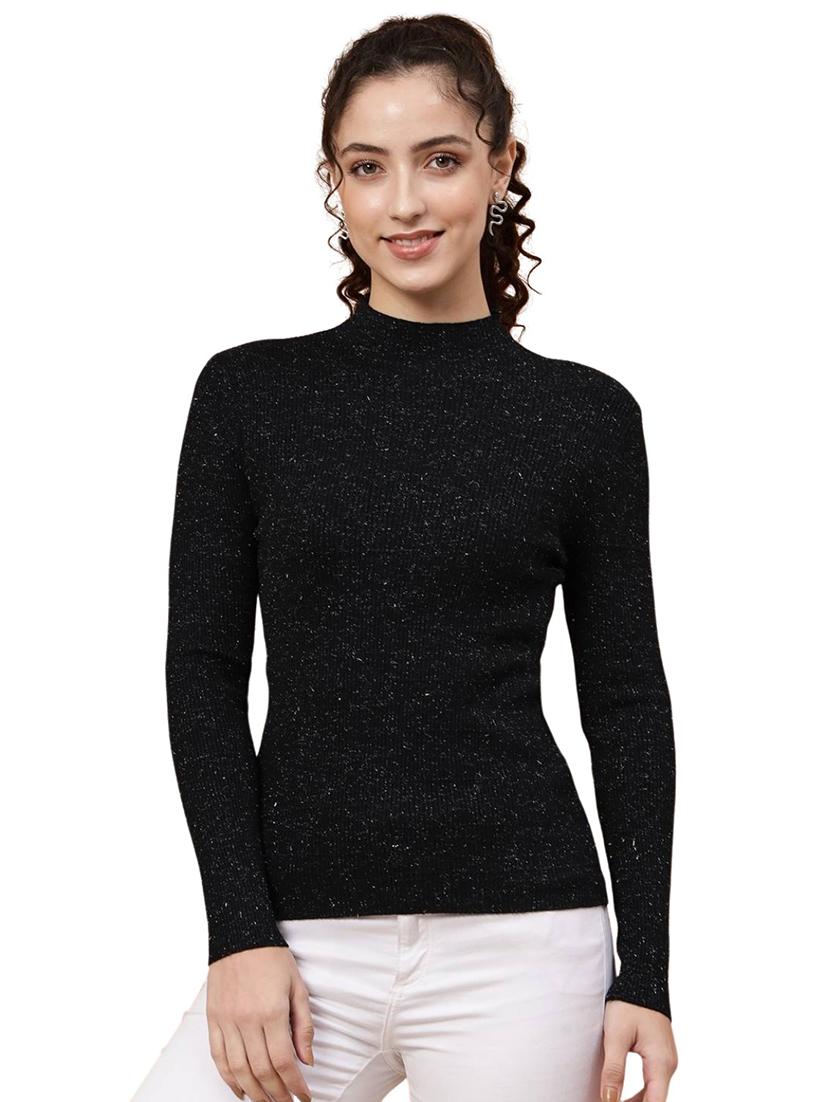 high neck self design regular pullover - 20017534 - Standard Image - 2