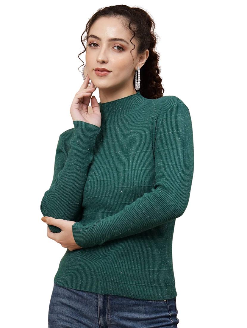 high neck self design regular pullover - 20017535 - Standard Image - 2