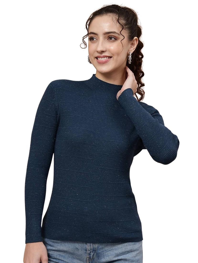 high neck self design regular pullover - 20017536 - Standard Image - 2