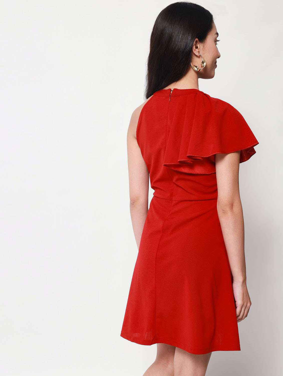 solid fit & flared mini dress - 20017617 -  Standard Image - 2