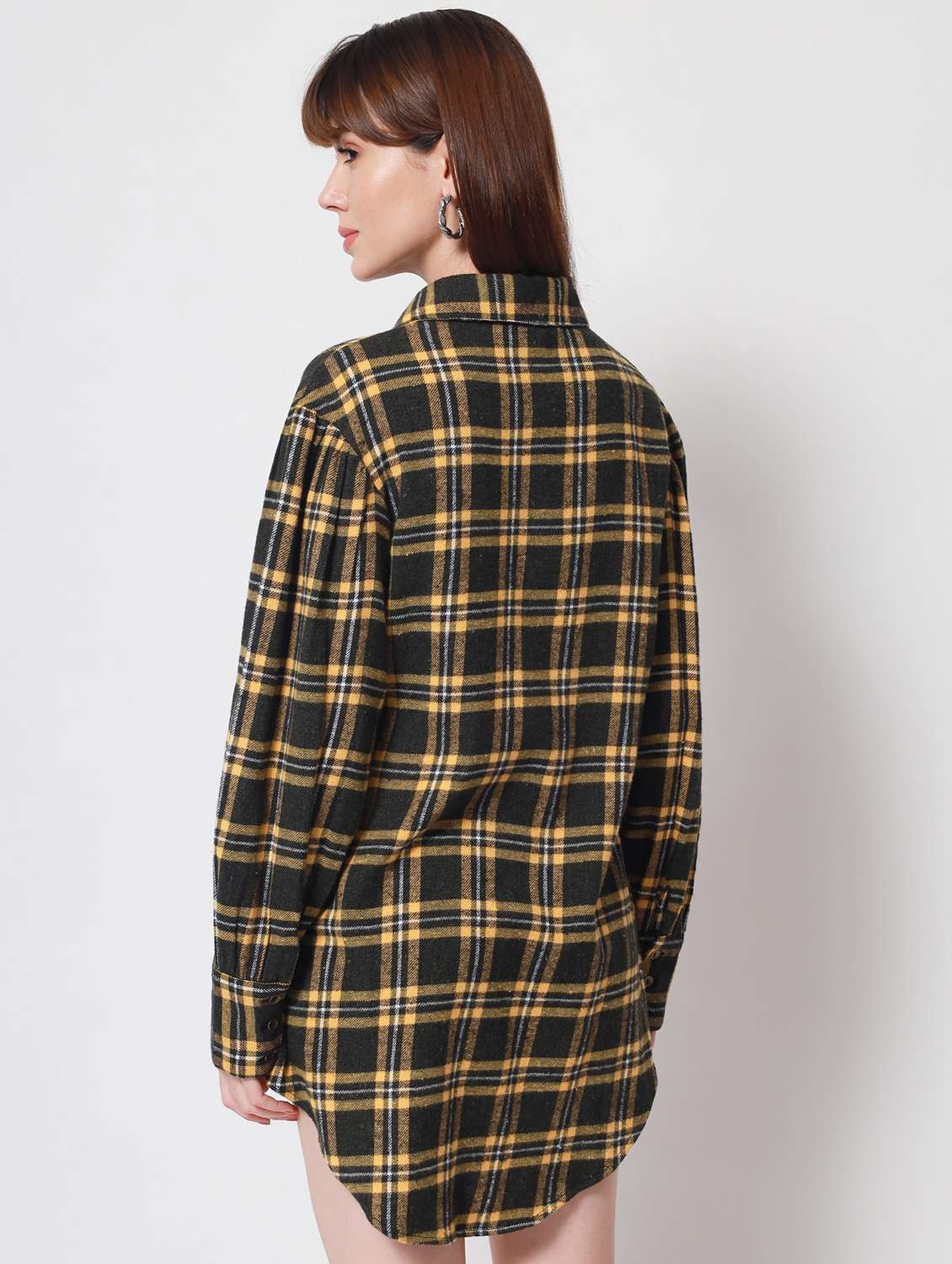 shirt collar checkered mini shirt dress - 20017627 -  Standard Image - 2