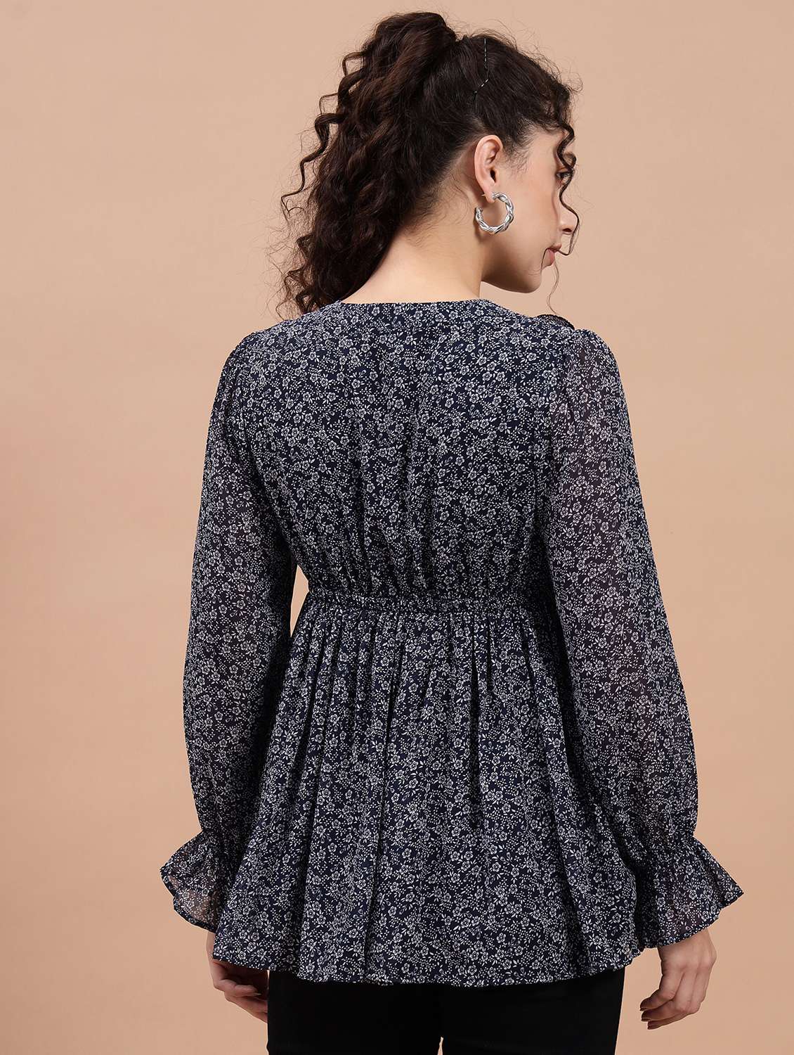 blue georgette regular top - 20017816 -  Standard Image - 2