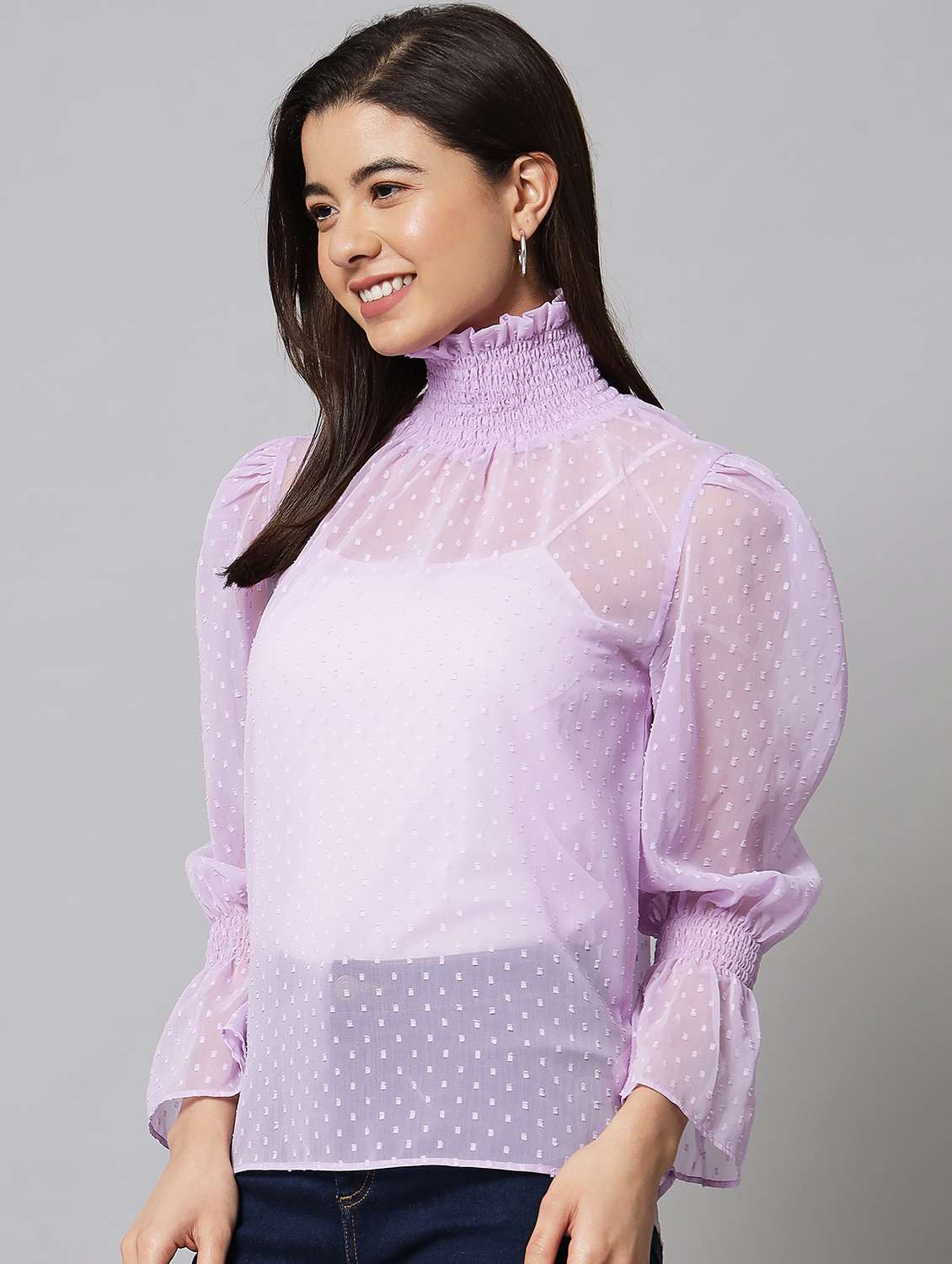purple georgette regular top - 20017824 - Standard Image - 2