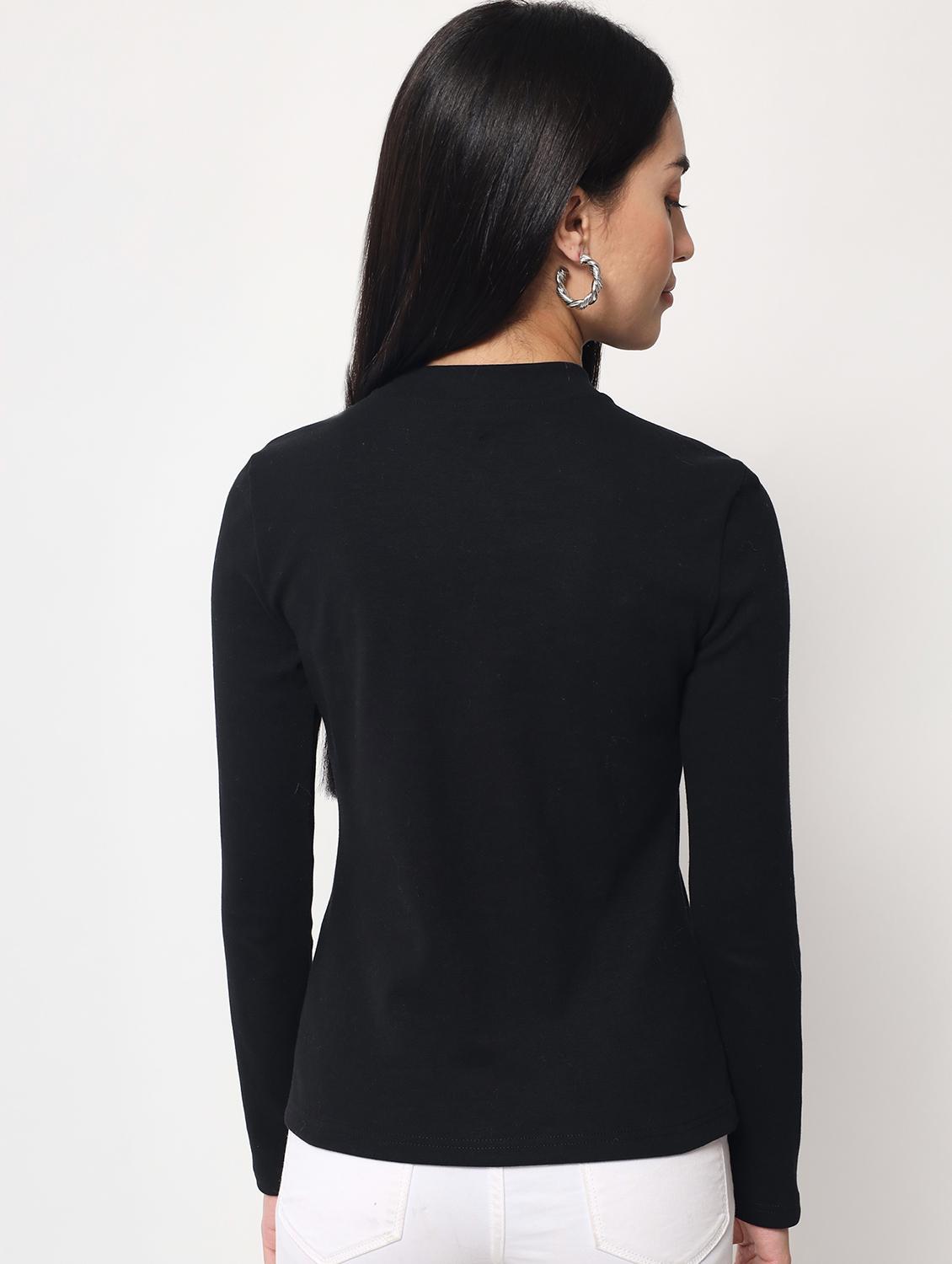 black cotton blend regular top - 20017851 - Standard Image - 2