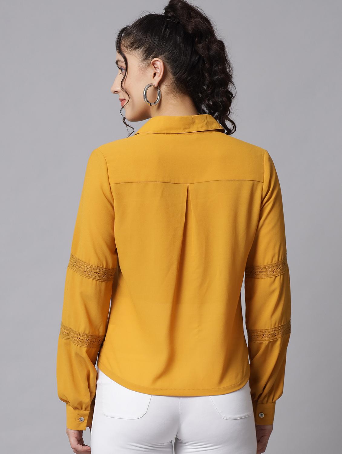 mustard crepe shirt - 20017950 - Standard Image - 2