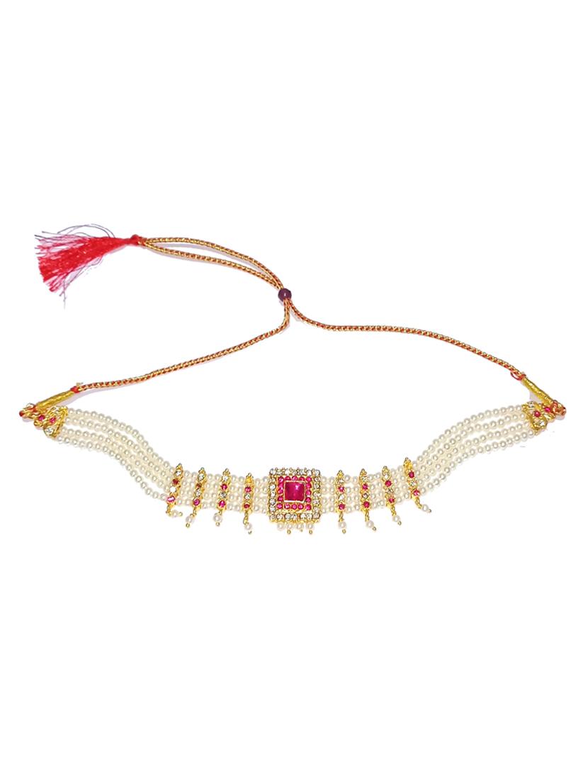pink metal choker necklace - 20018002 - Zoom Image - 0