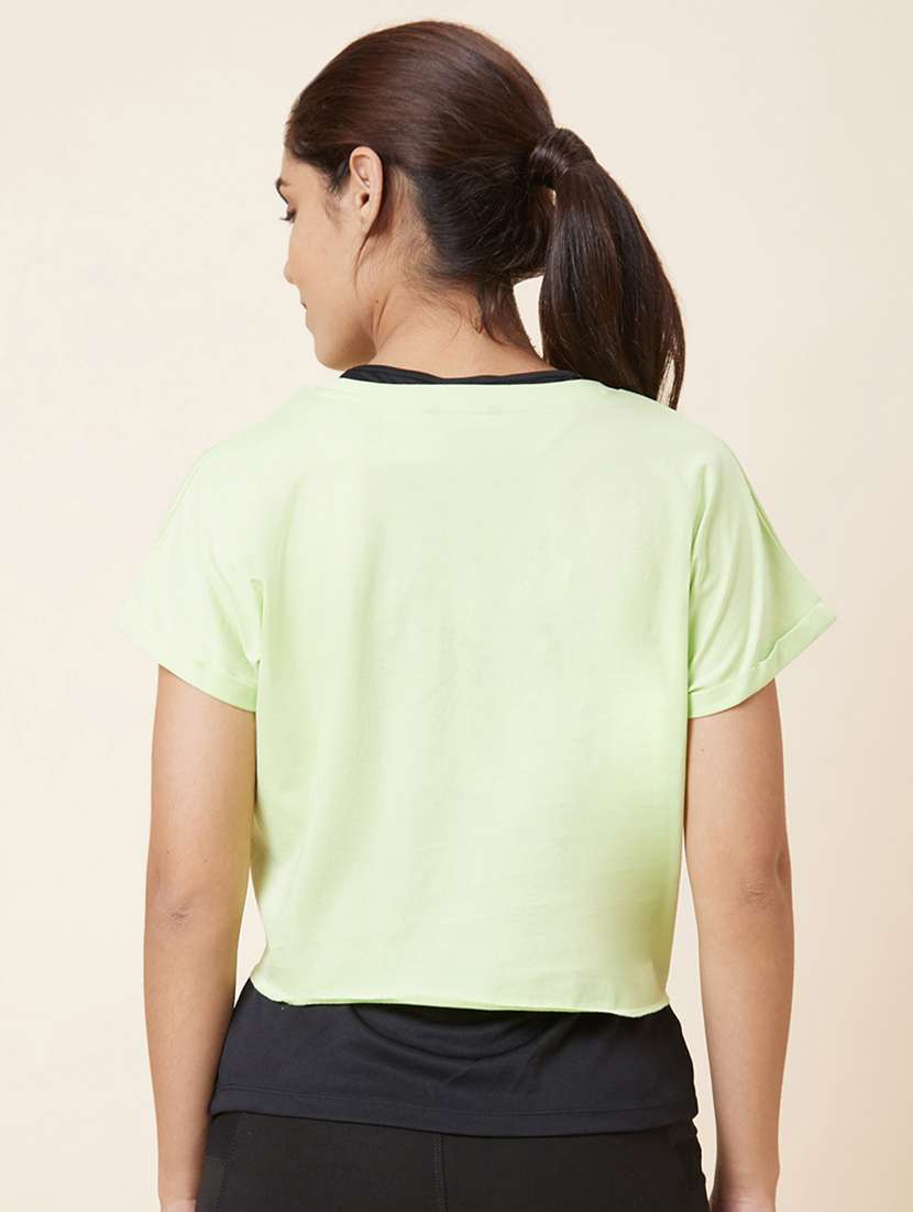 women's chest print round neck t-shirt - 20018022 -  Standard Image - 2