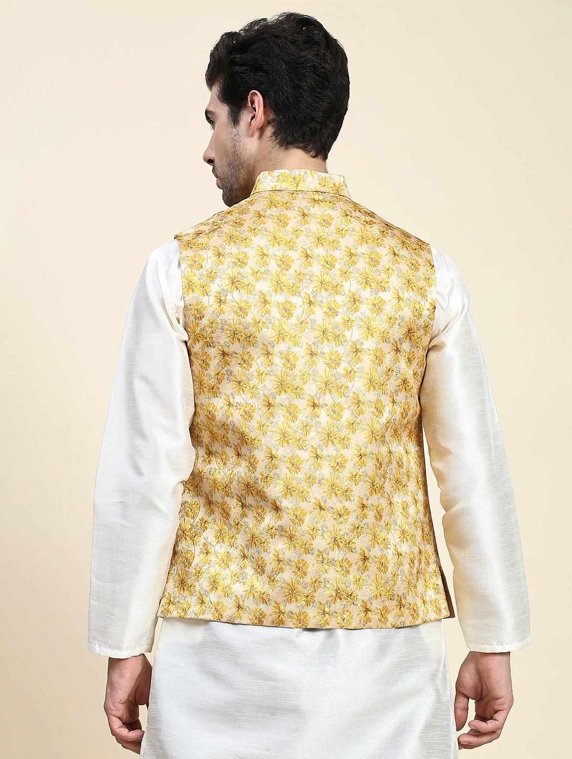 brown polyester nehru jacket - 20018392 - Standard Image - 2
