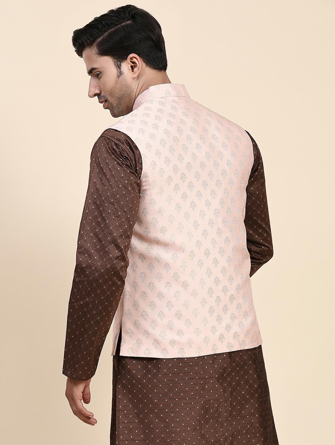 pink polyester nehru jacket - 20018416 - Standard Image - 2