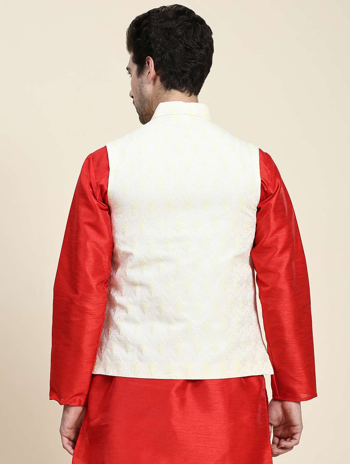 yellow polyester nehru jacket - 20018421 -  Standard Image - 2