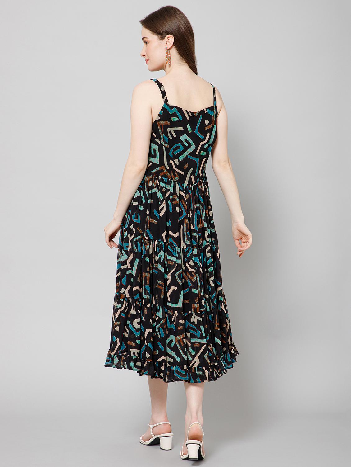 women's tiered dress color block dress - 20018434 - Standard Image - 2