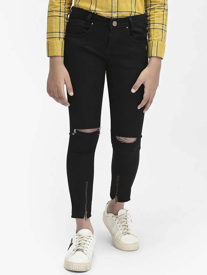 black slash knee skinny fit jeans
