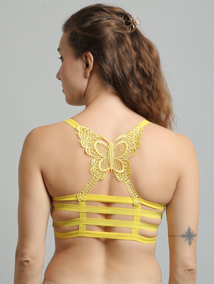 yellow poly spandex sports bra - 20018466 - Standard Image - 2