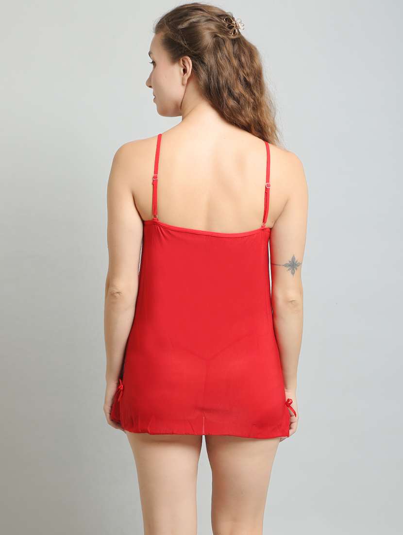 red nylon babydoll dress - 20018483 -  Standard Image - 2