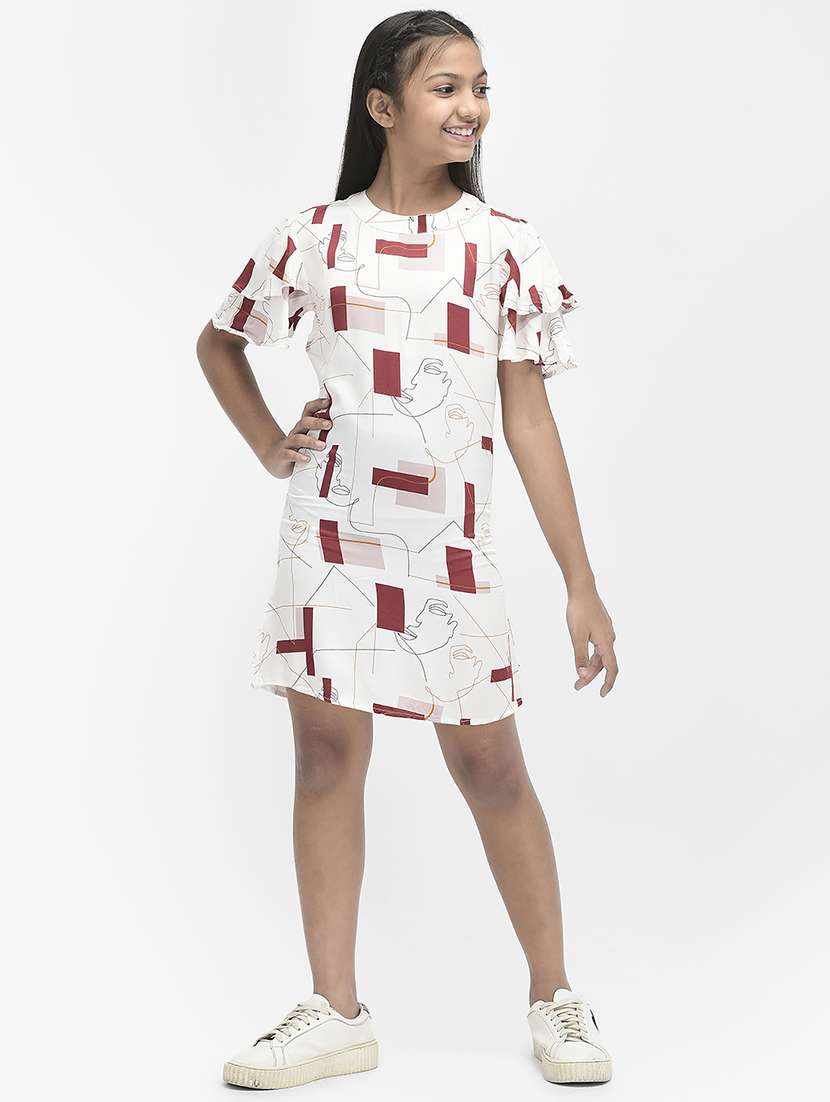 girls mock neck short sleeves frock
