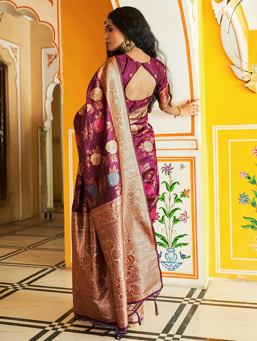 women's self design purple colored saree with blouse - 20018638 - Standard Image - 2