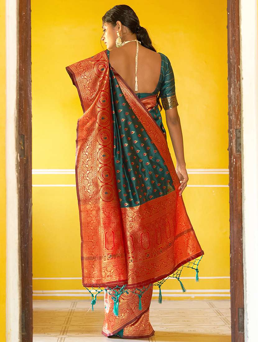 women's self design green colored saree with blouse - 20018675 -  Standard Image - 2