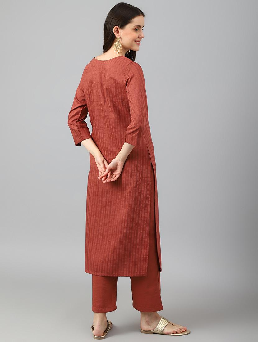 rust orange kurta pant set - 20018725 - Standard Image - 2