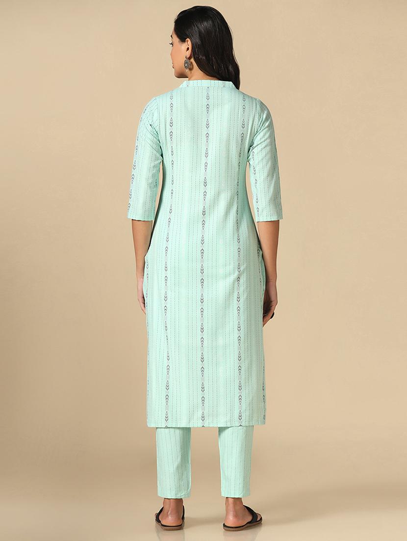 green cotton blend kurta pant set - 20018727 - Standard Image - 2