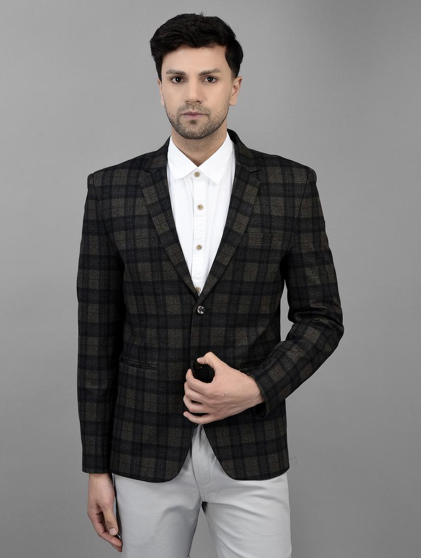 brown polyester single breasted casual blazer - 20019069 - Standard Image - 2