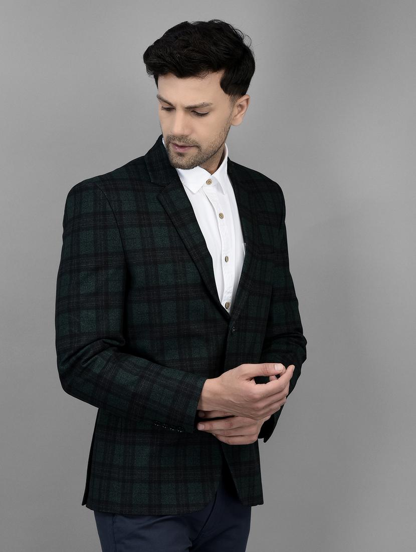 green polyester single breasted casual blazer - 20019071 - Standard Image - 2