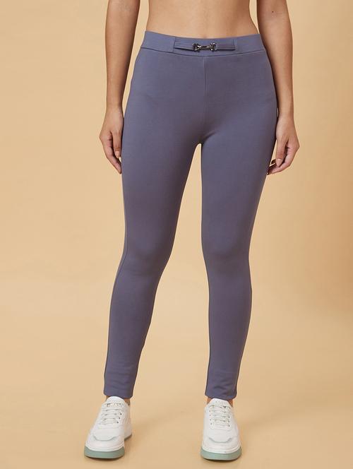 women purple viscose jeggings - 20019079 -  Standard Image - 0