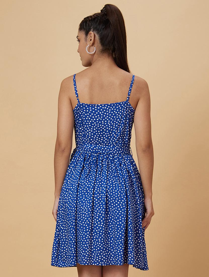women blue viscose a-line dress - 20019088 - Standard Image - 2