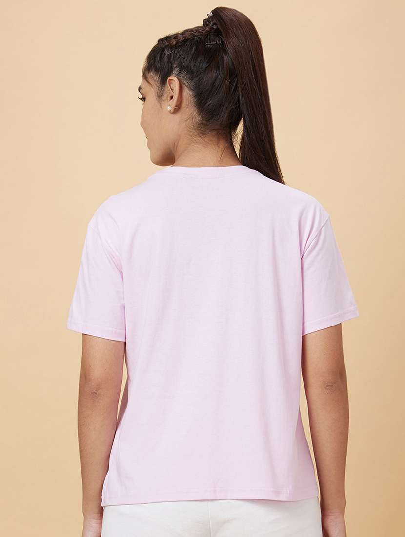 women's front print round neck t-shirt - 20019103 -  Standard Image - 2