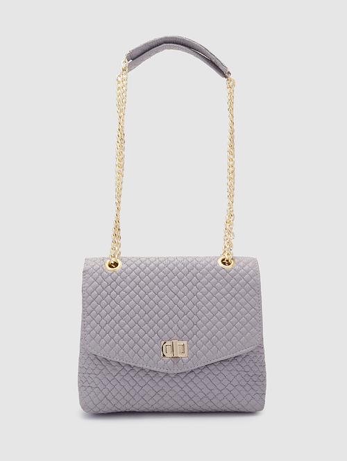 grey pu regular sling bag - 20019107 -  Standard Image - 0