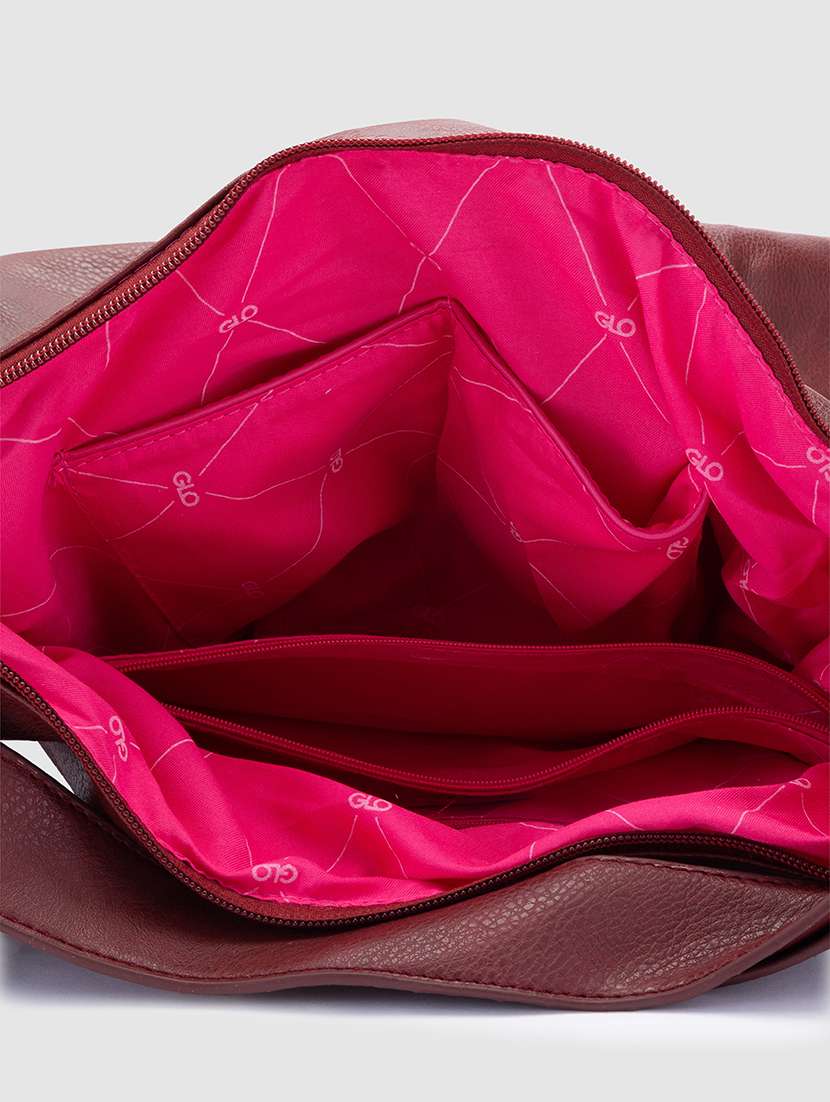 maroon leatherette (pu) regular tote - 20019110 - Standard Image - 2