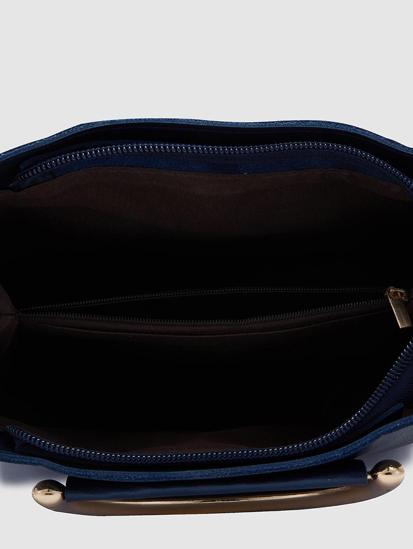navy blue leatherette (pu) regular sling bag - 20019117 - Standard Image - 2