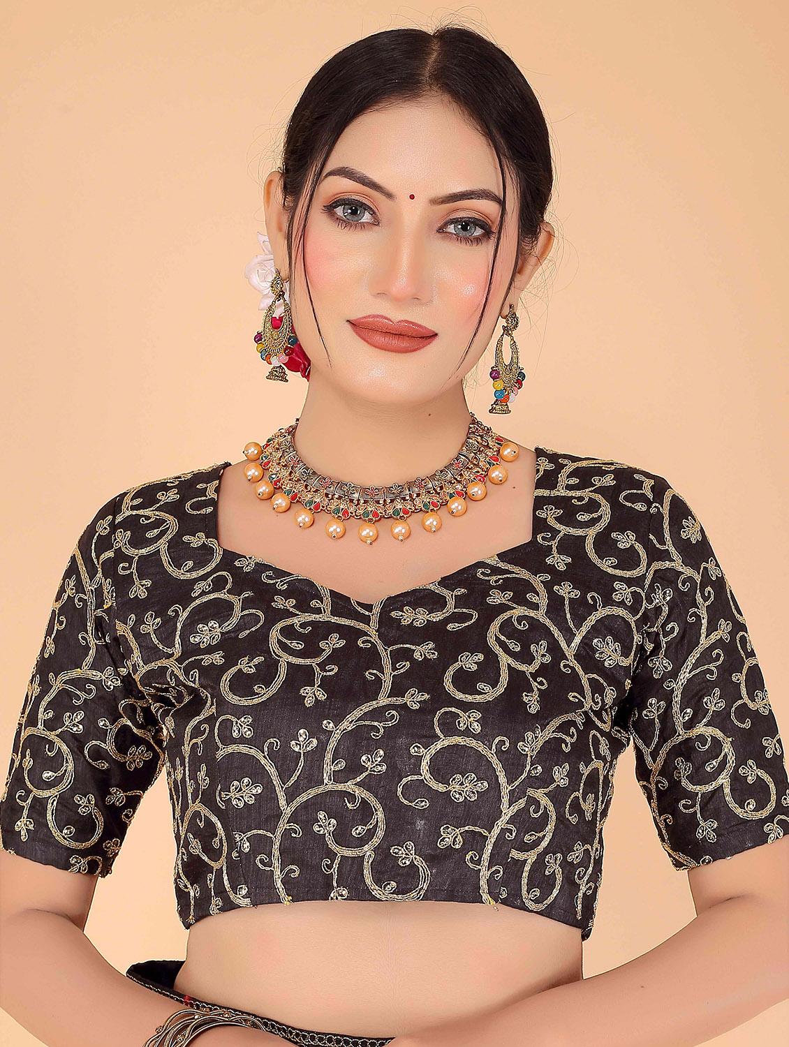 solid bordered saree with blouse - 20019314 - Standard Image - 2