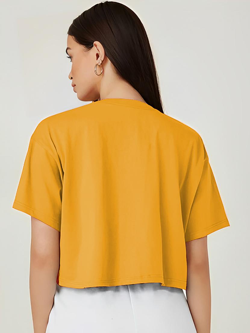 yellow cotton crop tshirt - 20021442 - Standard Image - 2