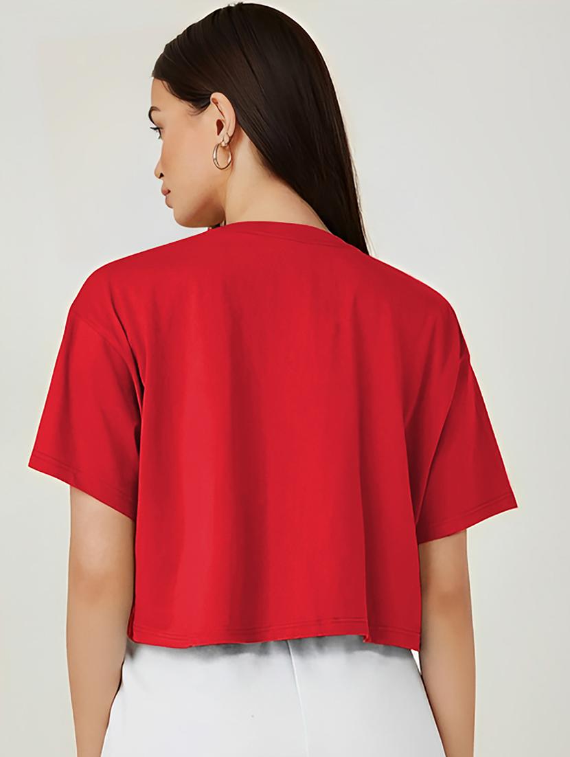 red cotton crop tshirt - 20021443 - Standard Image - 2