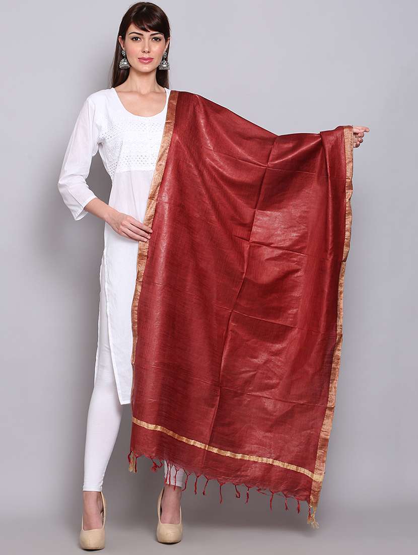 maroon cotton dupatta