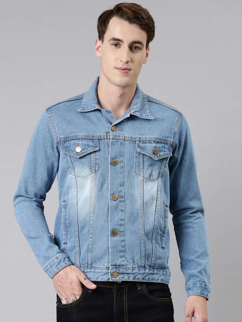 cinocci regular full sleeve solid denim jacket