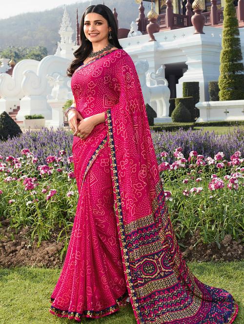 women's printed pink colored saree with blouse - 20022654 -  Standard Image - 0