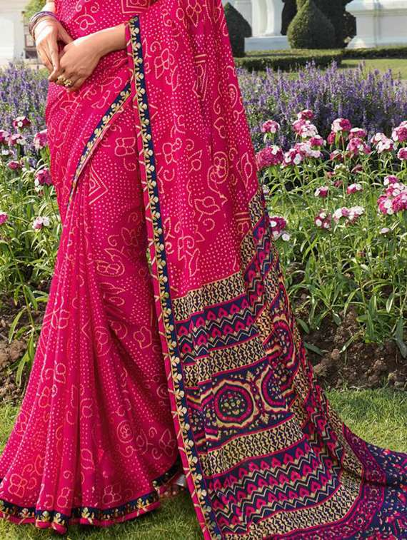 women's printed pink colored saree with blouse - 20022654 -  Standard Image - 2