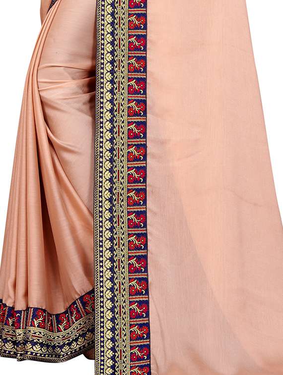 Women's Bordered Royal Blue Colored Saree With Blouse - 20022666 -  Standard Image - 2