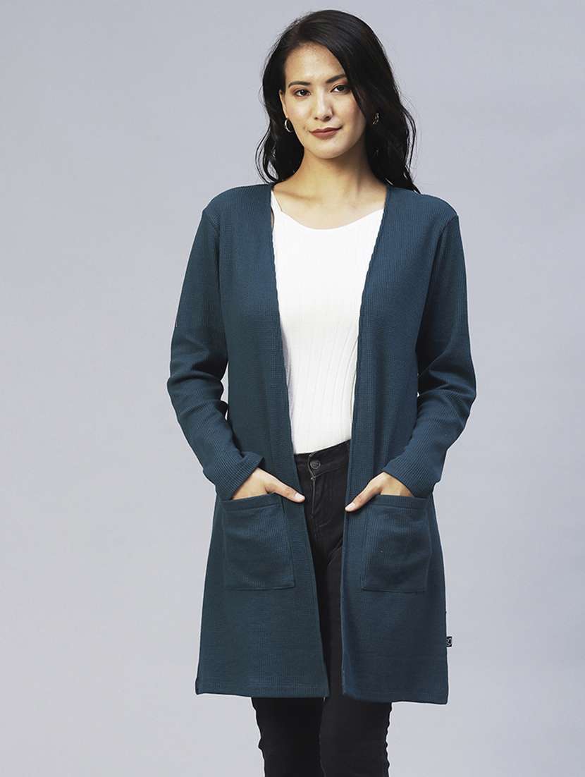 women solid long sleeve winter shrug